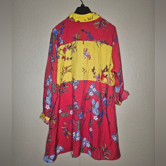 CALESSA Long Tunic Top Shirt Dress Button Up Abstract Artsy Pockets Size 2XL - Picture 6 of 6